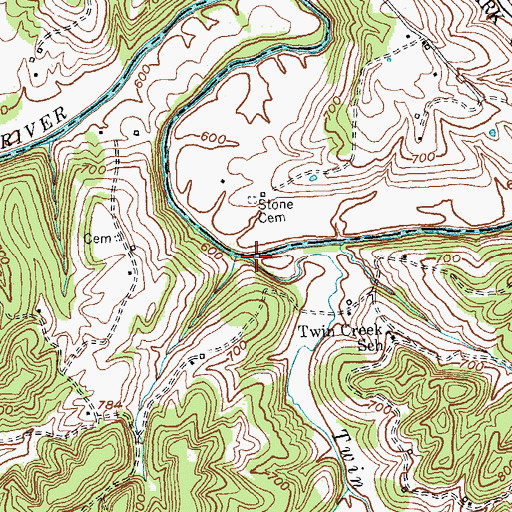 Topographic Map of Twin Creek, KY
