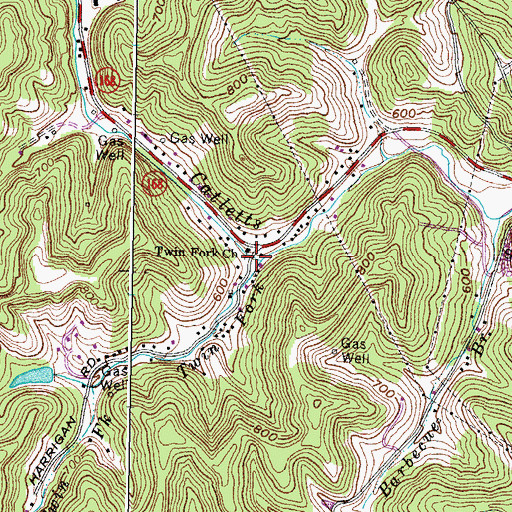 Topographic Map of Twin Fork Church, KY