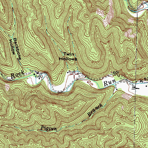 Topographic Map of Twin Hollows, KY