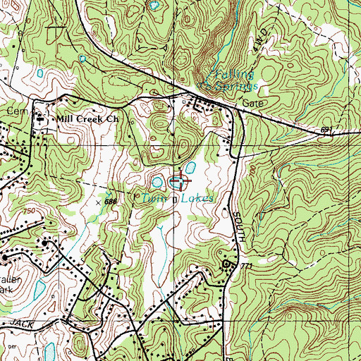 Topographic Map of Twin Lakes, KY