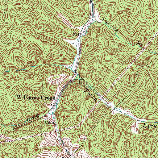 Topographic Map of Twin Lick, KY