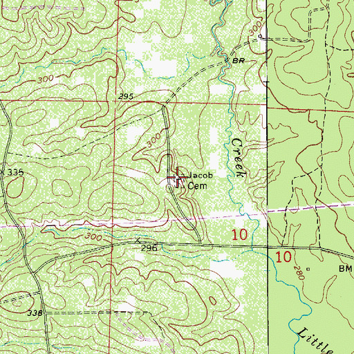 Topographic Map of Jacob Cemetery, AR