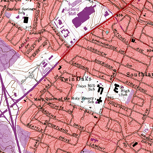 Topographic Map of Twin Oaks, KY