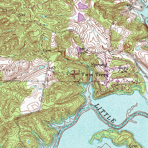 Topographic Map of Twin Trees, KY