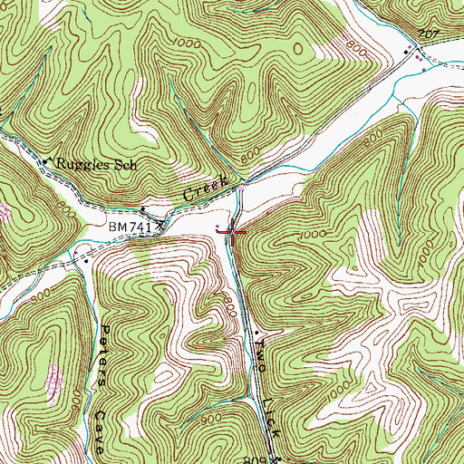 Topographic Map of Two Lick Hollow, KY