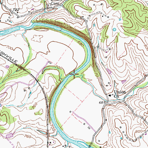 Topographic Map of Twolick Creek, KY