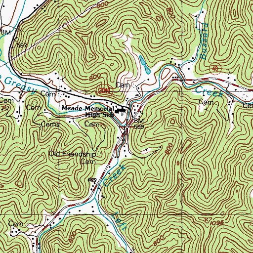 Topographic Map of Twomile Creek, KY