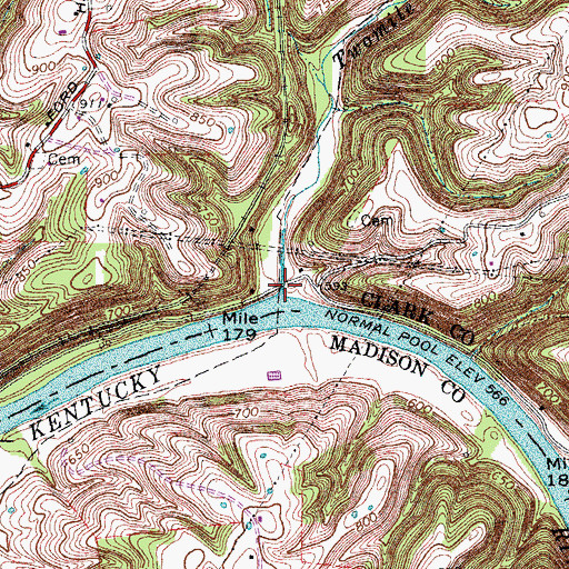 Topographic Map of Twomile Creek, KY