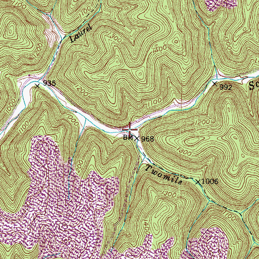 Topographic Map of Twomile Fork, KY