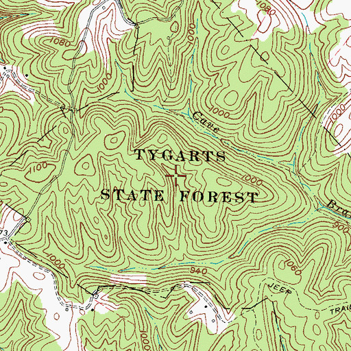 Topographic Map of Tygarts State Forest, KY