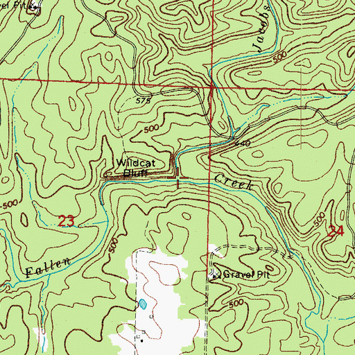 Topographic Map of Jacobs Creek, AR