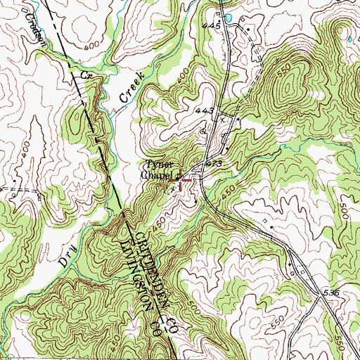 Topographic Map of Tyner Chapel, KY