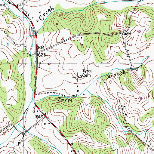 Topographic Map of Tyree Cemetery, KY