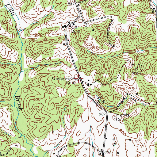 Topographic Map of Underwood Cemetery, KY