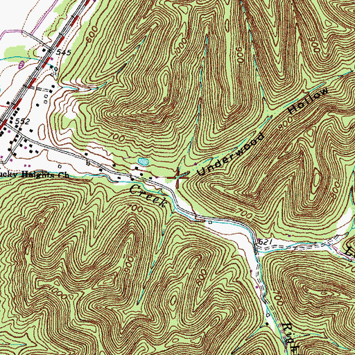 Topographic Map of Underwood Hollow, KY