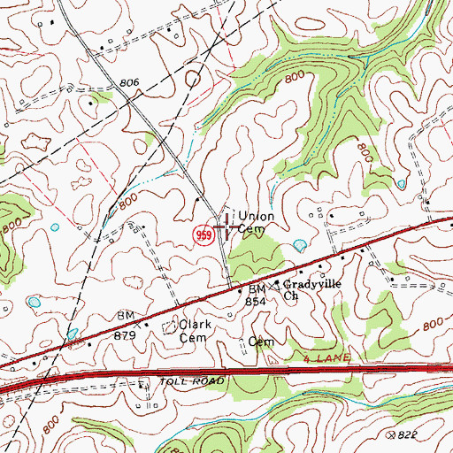 Topographic Map of Union Cemetery, KY