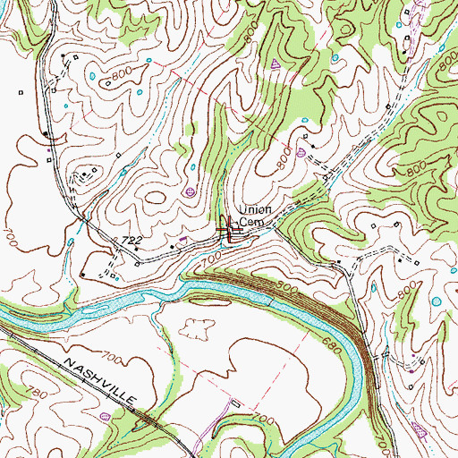 Topographic Map of Union Cemetery, KY