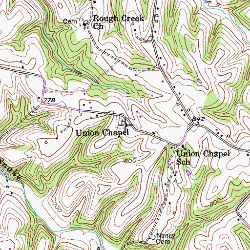 Topographic Map of Union Chapel United Methodist Church, KY