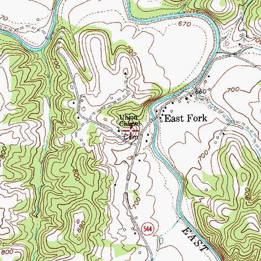 Topographic Map of Union Chapel, KY
