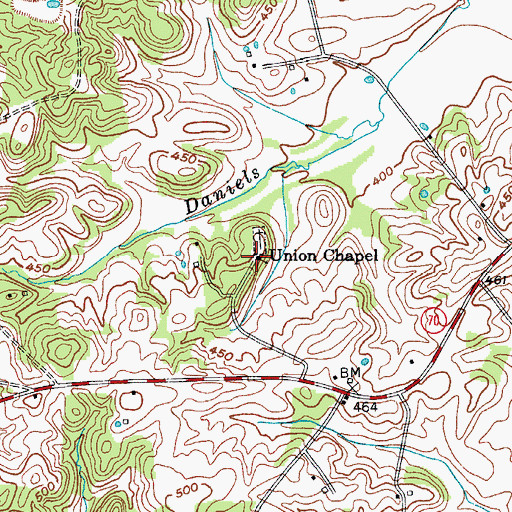 Topographic Map of Union Chapel General Baptist Church, KY