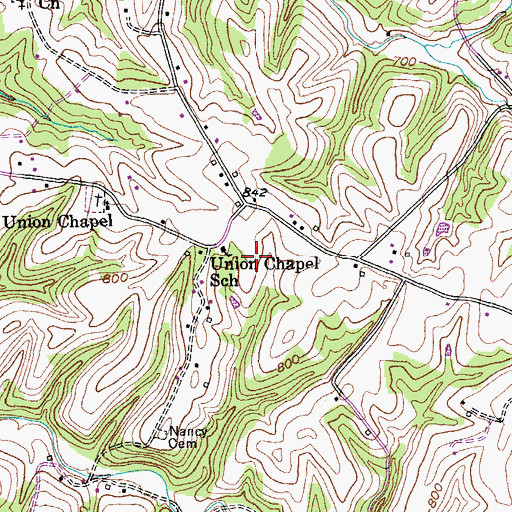 Topographic Map of Union Chapel School, KY