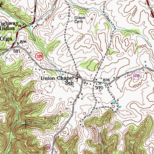 Topographic Map of Union Chapel School, KY