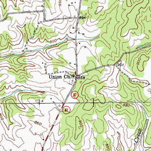 Topographic Map of Union Church, KY
