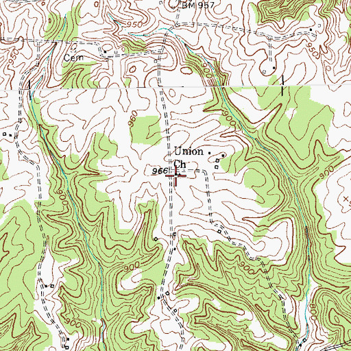 Topographic Map of Union Church, KY