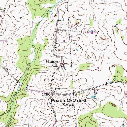 Topographic Map of Union Church, KY