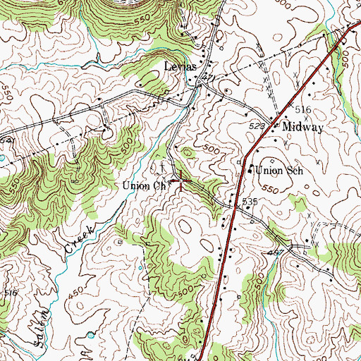 Topographic Map of Union Church, KY