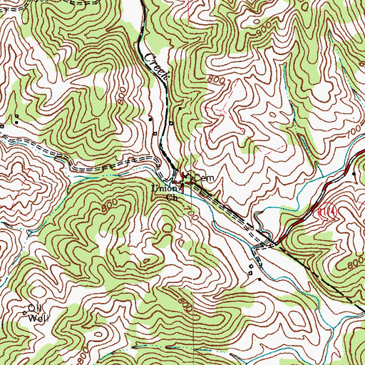 Topographic Map of Union Church, KY