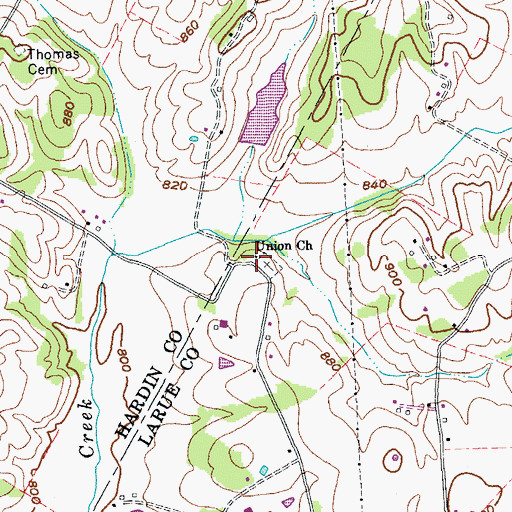 Topographic Map of Union Christian Church, KY