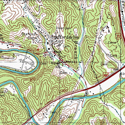 Topographic Map of Old Union Regular Baptist Church of Jesus Christ, KY