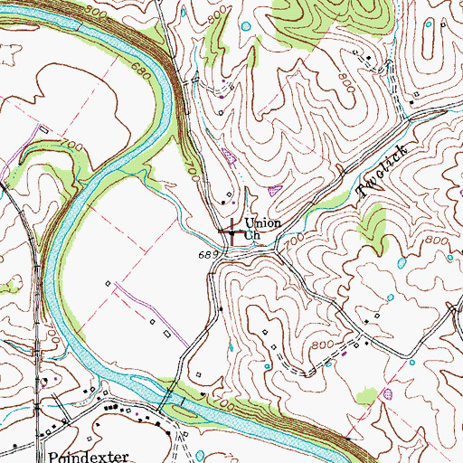 Topographic Map of Union Church, KY