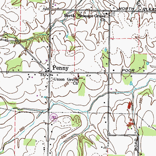 Topographic Map of Union Grove Church, KY
