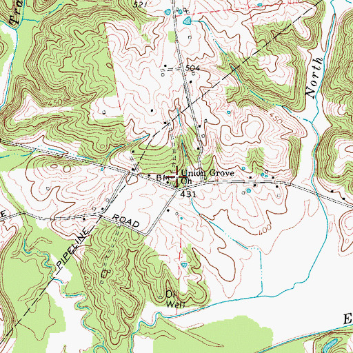 Topographic Map of Union Grove Church, KY