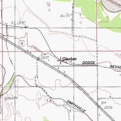 Topographic Map of Glenbar, AZ