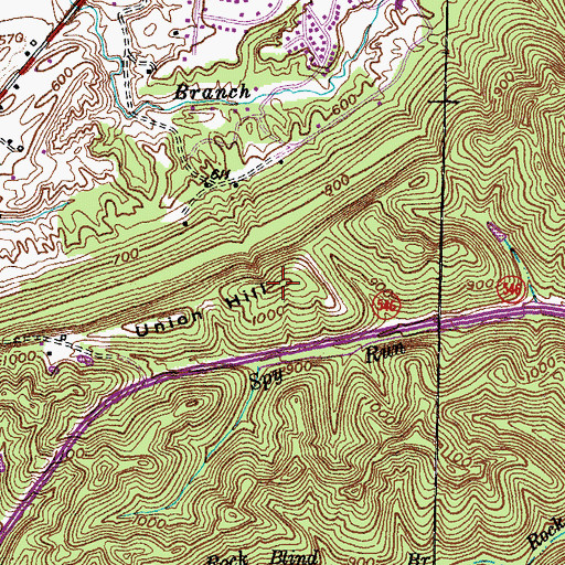 Topographic Map of Union Hill, KY
