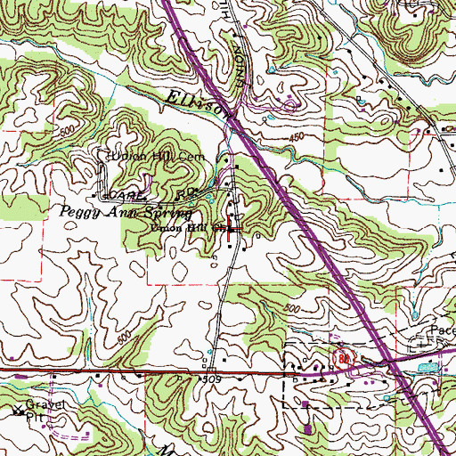 Topographic Map of Union Hill Church of Christ, KY
