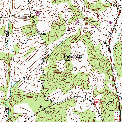 Topographic Map of Union Hill School, KY