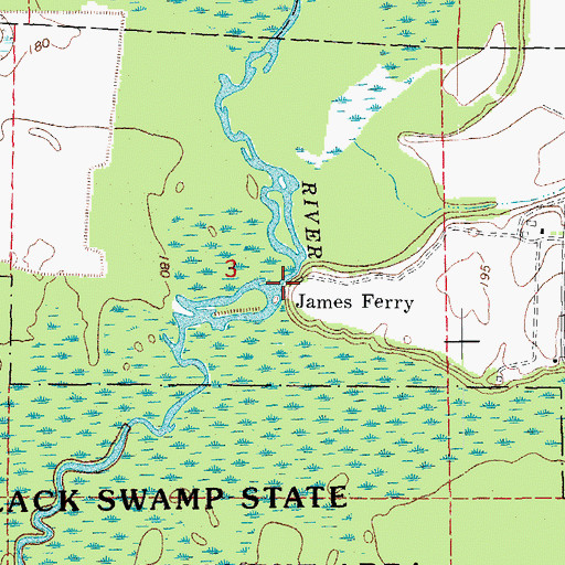 Topographic Map of James Ferry, AR