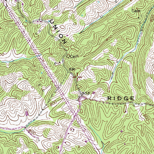Topographic Map of Union Ridge, KY