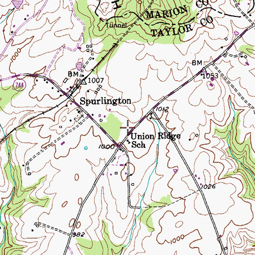 Topographic Map of Union Ridge School, KY