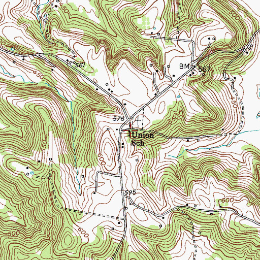 Topographic Map of Union School, KY