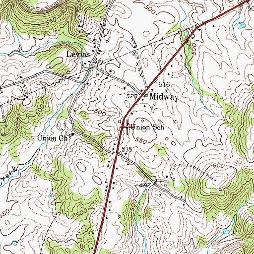 Topographic Map of Union School, KY