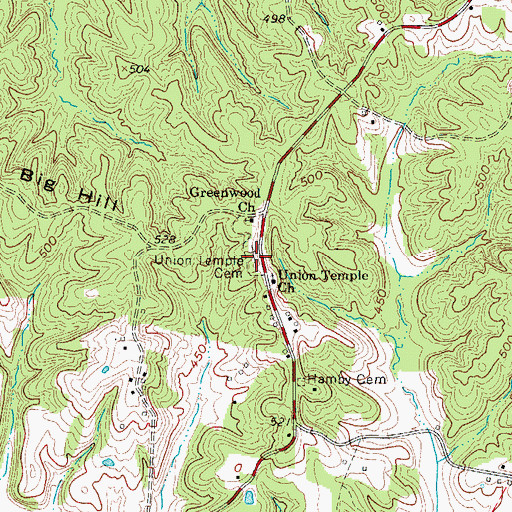 Topographic Map of Union Temple Cemetery, KY