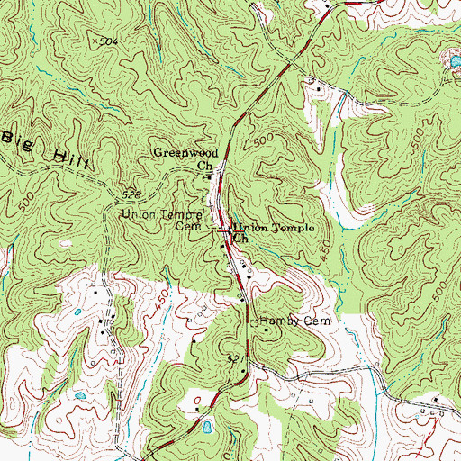 Topographic Map of Union Temple Church, KY