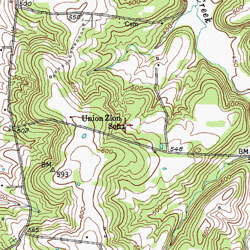 Topographic Map of Union Zion School, KY