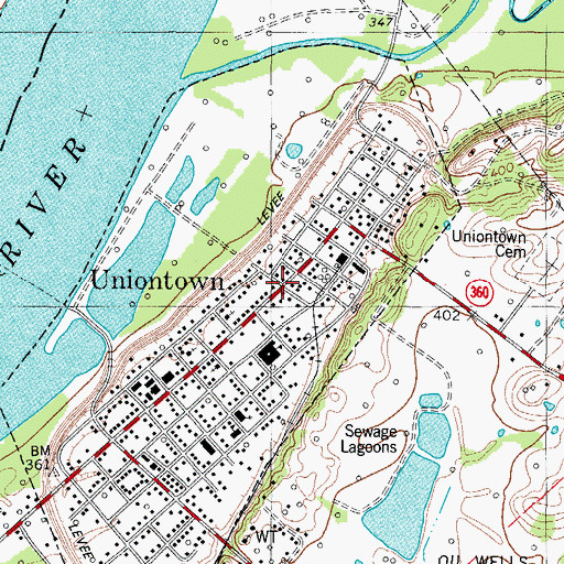 Topographic Map of Uniontown, KY
