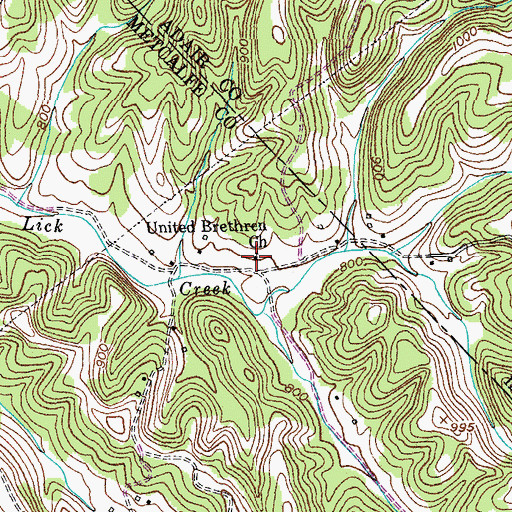 Topographic Map of United Brethren Church, KY